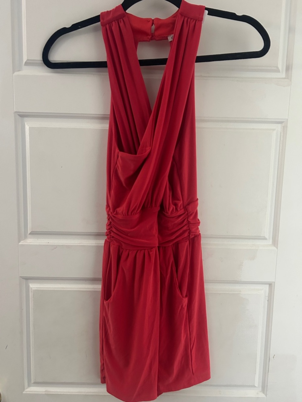 Red Sleeveless V-Neck Wrap Dress